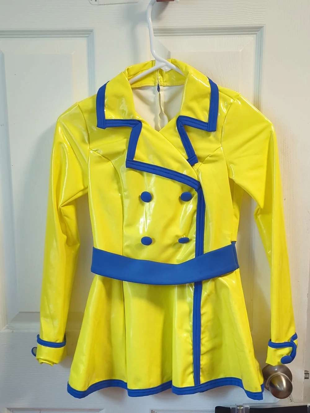 Yellow & Blue Women's Trench Coat Jacket